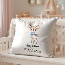 Personalized Baby’s First Christmas Pillow Cover – Reindeer