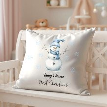 Personalized Baby’s First Christmas Pillow Cover – Snowman