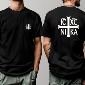 t shirt black icxcnika cross pocket and back