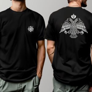 t shirt black icxcnika cross pocket and back eagle