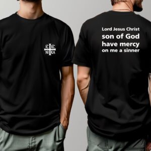 t shirt black jesus prayer text back icxcnika pocket