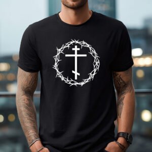 t shirt black russian cross and thorn middle